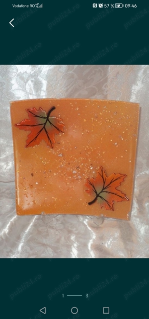 2 Farfurii decotative sticla #hand made