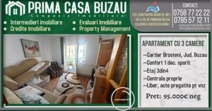 Apartament cu 3 camere confort 1 dec sporit   etaj intermediar   cu imbunatatiri   Pret: 95.000  neg