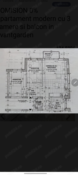 Vand apartament 3 camere decomandate,zona Avantgarden Selimbar,Sibiu - imagine 3