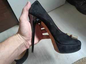 Pantofi cu toc Celyne B Elisabetta Franchi, black platform pumps in suede in size 40 - imagine 2