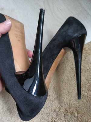 Pantofi cu toc Celyne B Elisabetta Franchi, black platform pumps in suede in size 40 - imagine 3
