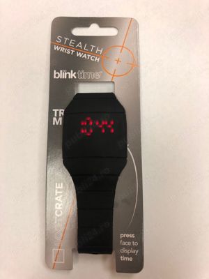 Ceas Blink Time Black Stealth Wrist Watch Loot Crate Exclusive Silicone Strap & Body