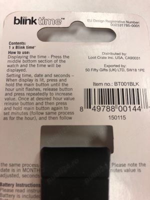 Ceas Blink Time Black Stealth Wrist Watch Loot Crate Exclusive Silicone Strap & Body - imagine 3