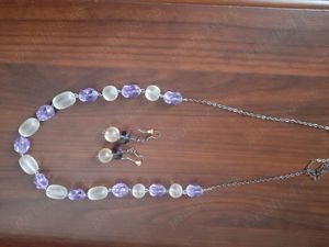 set bicolor colier si cercei hand made