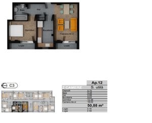 Apartament 2 camere decomandat, 50.88 mp, CF, zona Terra - imagine 2