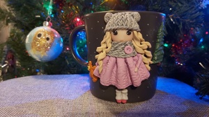 Cadou Craciun pentru sotie iubita cana papusa handmade