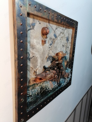 Știucă taxidermie steampunk tablou 3d unicat - imagine 2