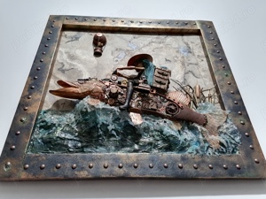 Știucă taxidermie steampunk tablou 3d unicat - imagine 4