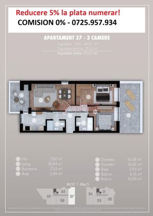 Popesti Leordeni Solstitiului - 3 camere cu 2 terase 25 mp - imagine 3