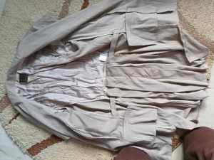 Gil Santucci Women's Cream and White Trench Coat vera pelle, pardesiu