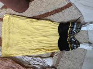 Yellow dress with multicoloured print Class Roberto Cavalli rochie zi 