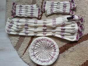  Mina Poe Paris Hat, Gloves and Scarf cashmere winter accessories. Set fular, manusi, fes - imagine 3