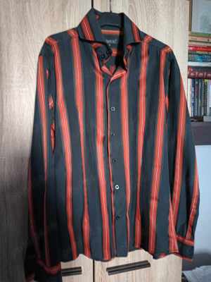 Men's Unique Gucci Blazer Stripe Shirt in Black red, Camasa Gucci Slim Fit Shirt M