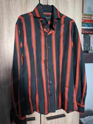 Men's Unique Gucci Blazer Stripe Shirt in Black red, Camasa Gucci Slim Fit Shirt M - imagine 5