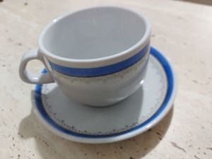 Set ceasca de cafea mare + farfurie din portelan rezistent