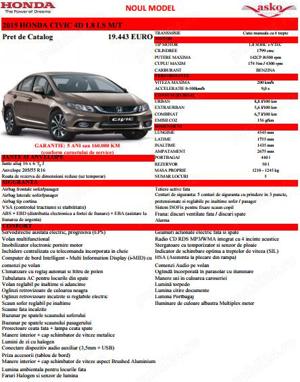 Honda Civic Sedan benzina 2015, primul proprietar, anvelope noi de iarna, stare perfecta, 9.490 euro - imagine 2