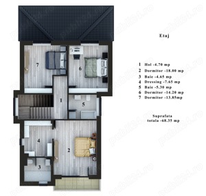 Vila individuala, P+1E+ Pod, constructie 2024, teren 421 mp - imagine 7