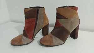 Ghete de dama multicolore din piele naturala intoarsa