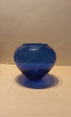 Vas decorativ sticlă albastră. - imagine 3