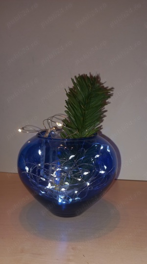 Vas decorativ sticlă albastră. - imagine 2