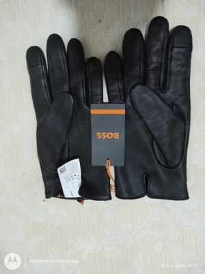 Manusi din piele "BOSS" barbati, culoarea negru (Super Pret).