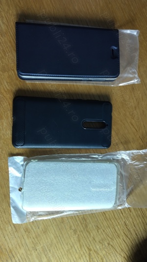 Husa NOKIA 8 TA-1004, TA-1012, TA-1052 tip carte albastru -silicon transparent - gri