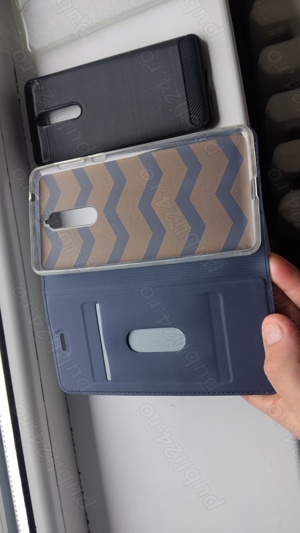 Husa NOKIA 8 TA-1004, TA-1012, TA-1052 tip carte albastru -silicon transparent - gri - imagine 3