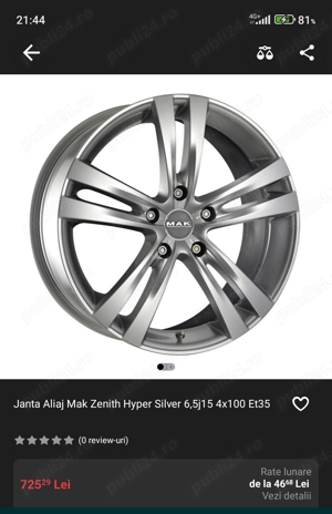 Set jenti MAK Model Zenith 4*100 R16 cu anvelope de iarna dot 4017  - imagine 2