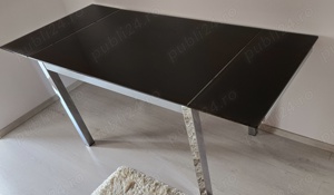 Masă extensibilă, crom,sticlă securizată  - imagine 4