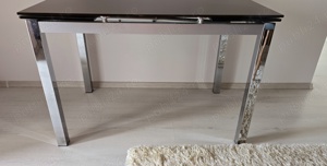 Masă extensibilă, crom,sticlă securizată  - imagine 5