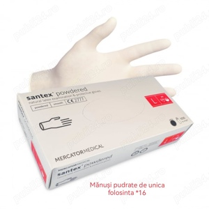Mănuși pudrate de unica folosinta 100 buc. cutia