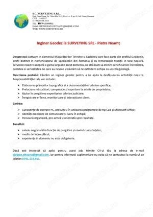 Inginer Geodez la SURVEYING SRL - Piatra Neamț