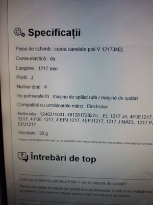Curea masina de spalat Electrolux - imagine 5