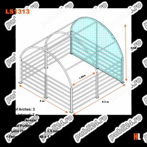 Cort pentru animale, adapost, grajd mobil - 4m x 4m  - imagine 4