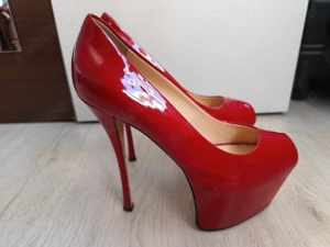 Pantofi cu toc Giuseppe Zanotti Red Patent Leather Liza Peep-Toe Platform Pumps Size 39