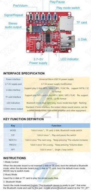 Amplificator 2x6W, Bluetooth iOS Android si mp3 player USB stick telecomanda - imagine 2