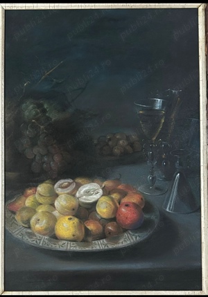 Tablou Pastel în Clar-Obscur, Natura Moarta pictură începutul sec 20, cu certificat, înrămat 49x65cm - imagine 2