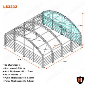 Cort pentru animale  adapost  grajd mobil - 10m x 10m - imagine 3