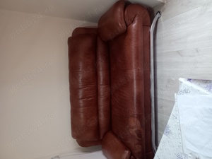 Canapea fixa si extensibila, piele naturala