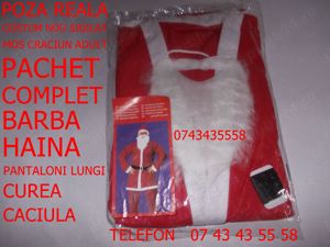 Costum MOS CRĂCIUN adult,pachetul cu Barba Haina Pantaloni Caciula Curea 29 Lei,SAC pt CADOURI 10Lei