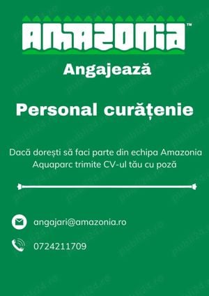 Amazonia Aquapark angajeaza personal curatenie