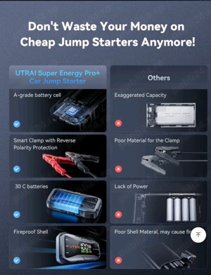 Starter Rulota Auto Robot Pornire Baterie Externa Power Bank Portabil    - imagine 6