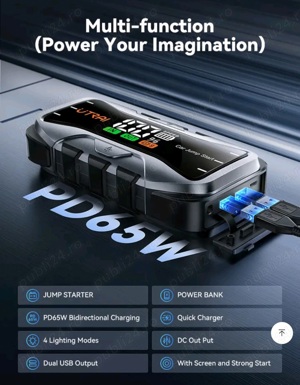 Starter Rulota Auto Robot Pornire Baterie Externa Power Bank Portabil    - imagine 8