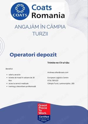 Angajează operatori depozitt în Câmpia Turzii