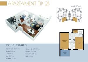 Apartament 2 camere, parcare inclusa, bloc nou, priveliste minunata - imagine 2