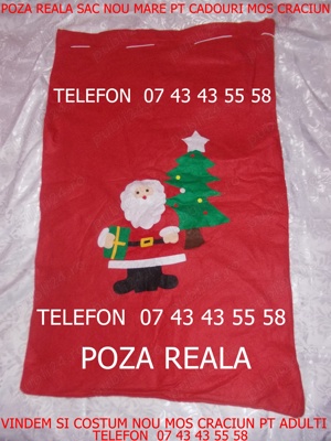 Sac pt cadouri Mos Craciun 10Lei,Costum MOS CRĂCIUN adult 29Lei barba haina pantaloni curea caciula