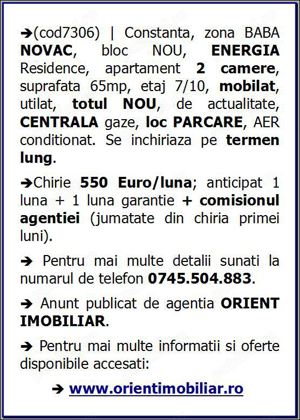 Energia, Baba Novac, 2 camere, mobilat, gaze, parcare, inchirieri Constanta - imagine 7