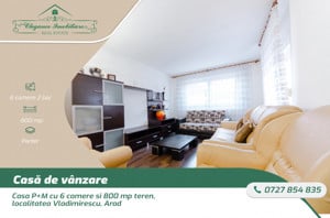 Casa P+M cu 6 camere si 800 mp teren, localitatea Vladimirescu, Arad 