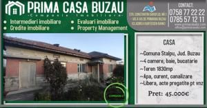 Casa in comuna Stalpu   5 camere   teren 1830mp   Pret: 45.000      