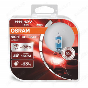 Set 2 becuri auto far Osram H11 Night Breaker Laser 150% 1143561